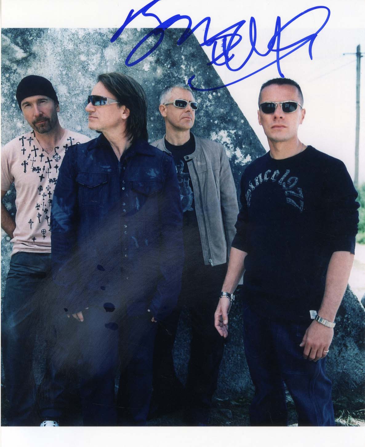 U2 (band) autographs, two signed photographs