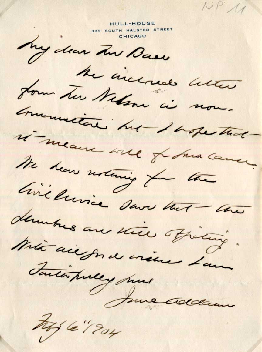 Jane Addams Autograph