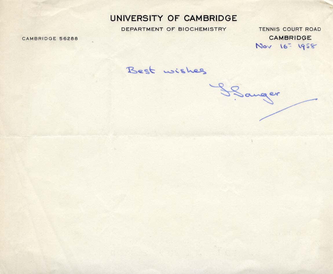 Frederick Sanger Autograph Autogramm | ID 15586909979005