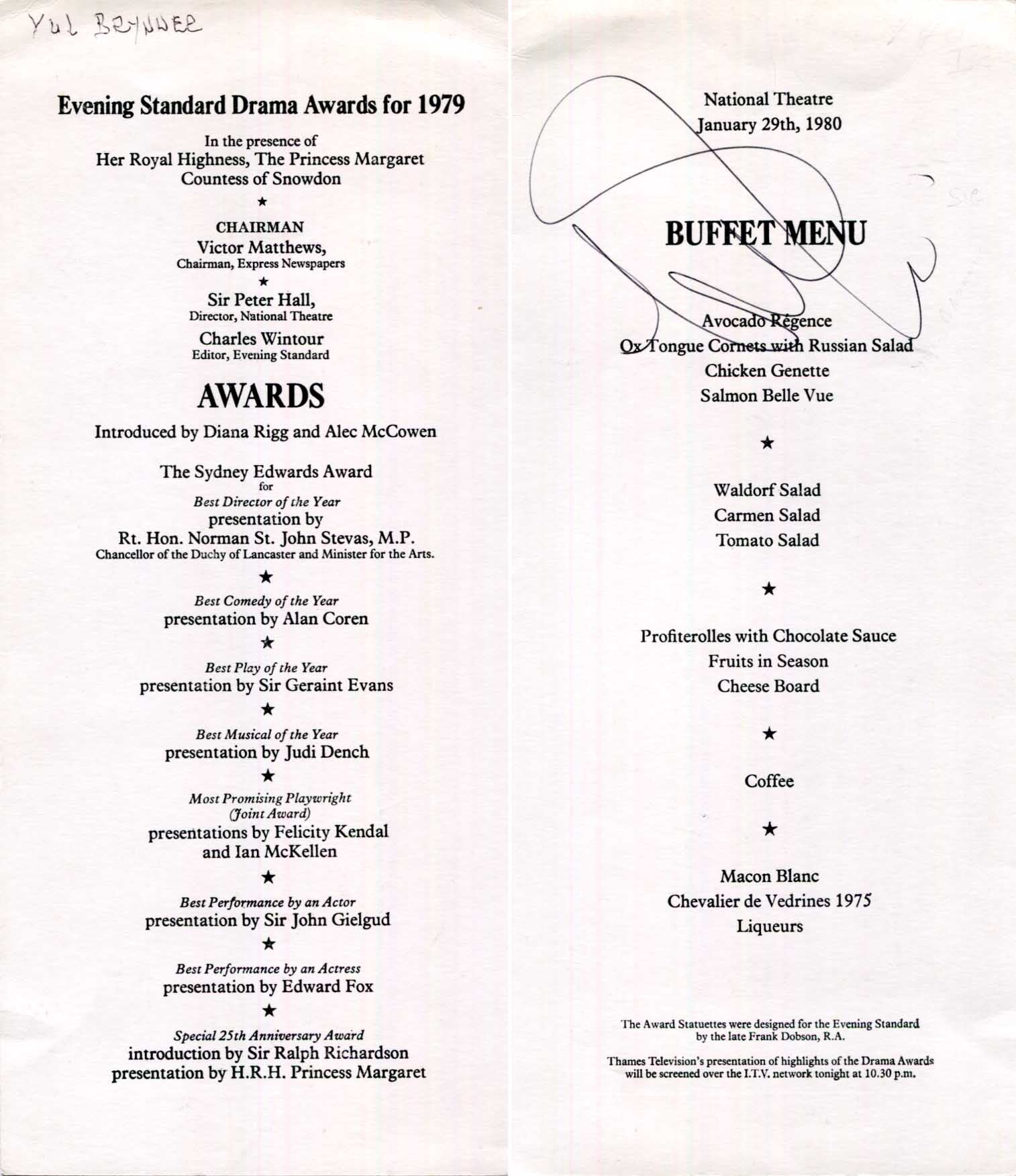 Yul Brynner Autograph