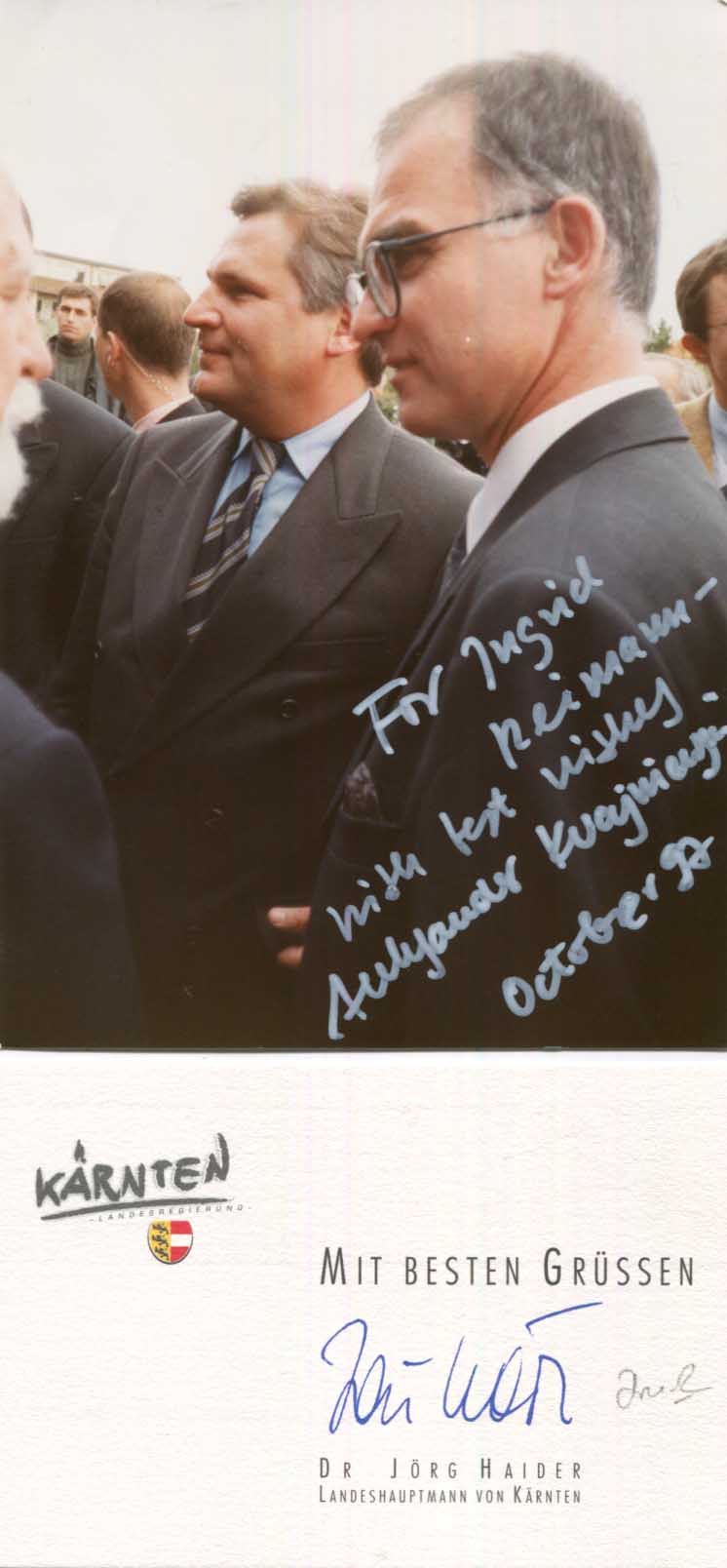 Alexander Kwasniewski & Jörg Haider Autographs