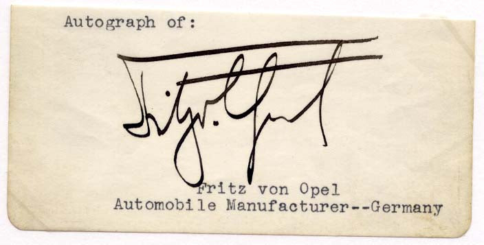 Fritz von Opel Autograph Autogramm | ID 15646866997629