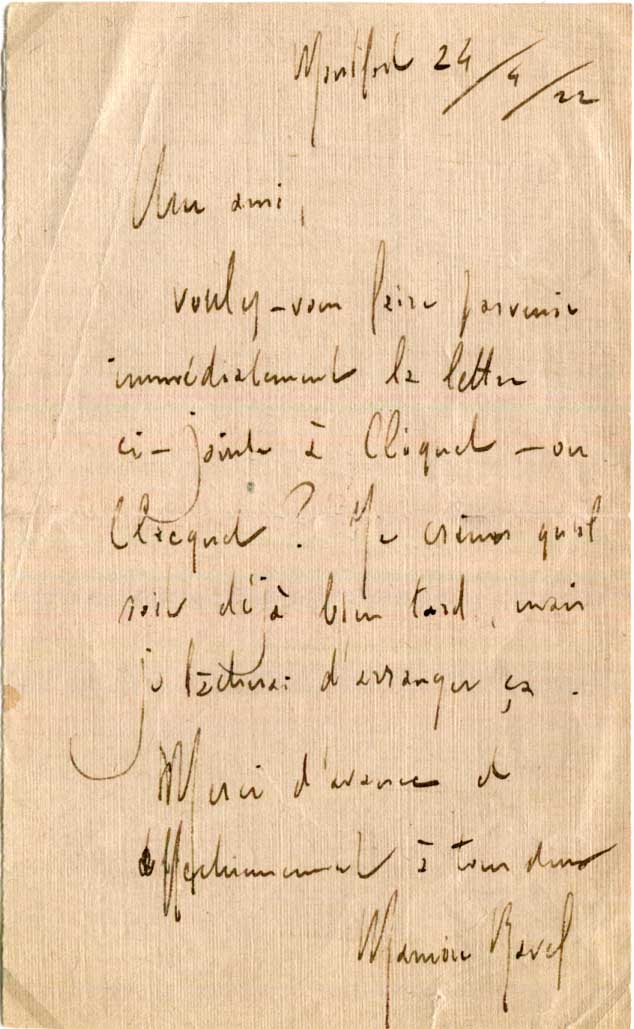 Maurice Ravel Autogramm