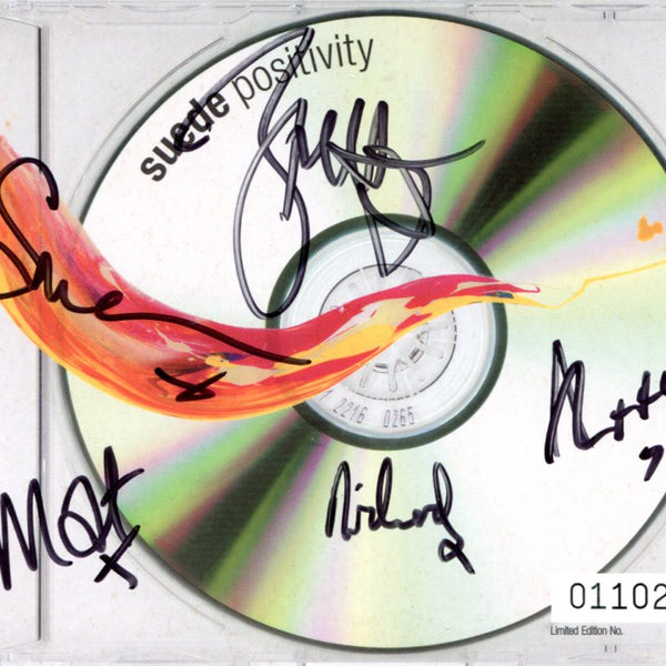 Suede (band) autographs, signed CD cover