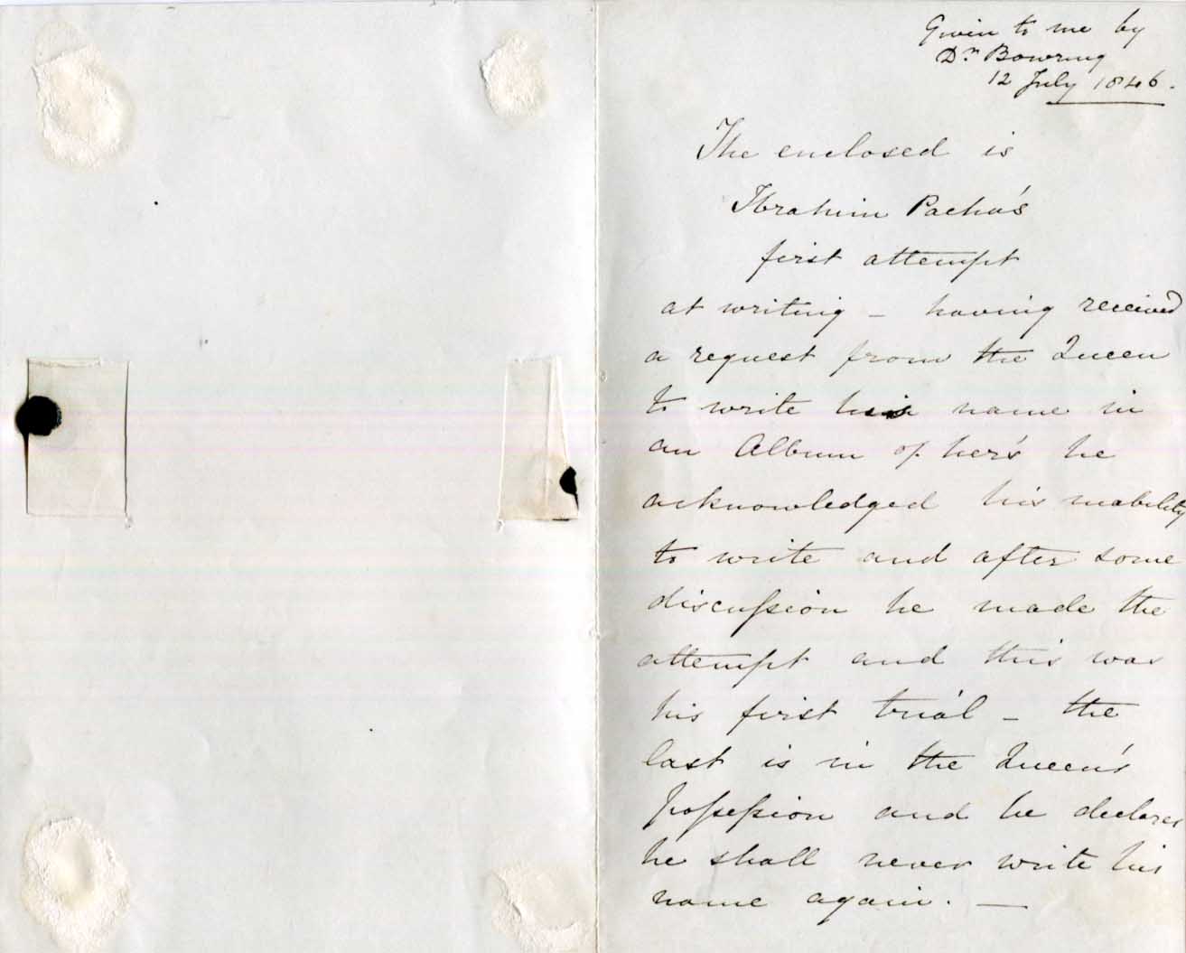 Ibrahim Pasha of Egypt Autograph