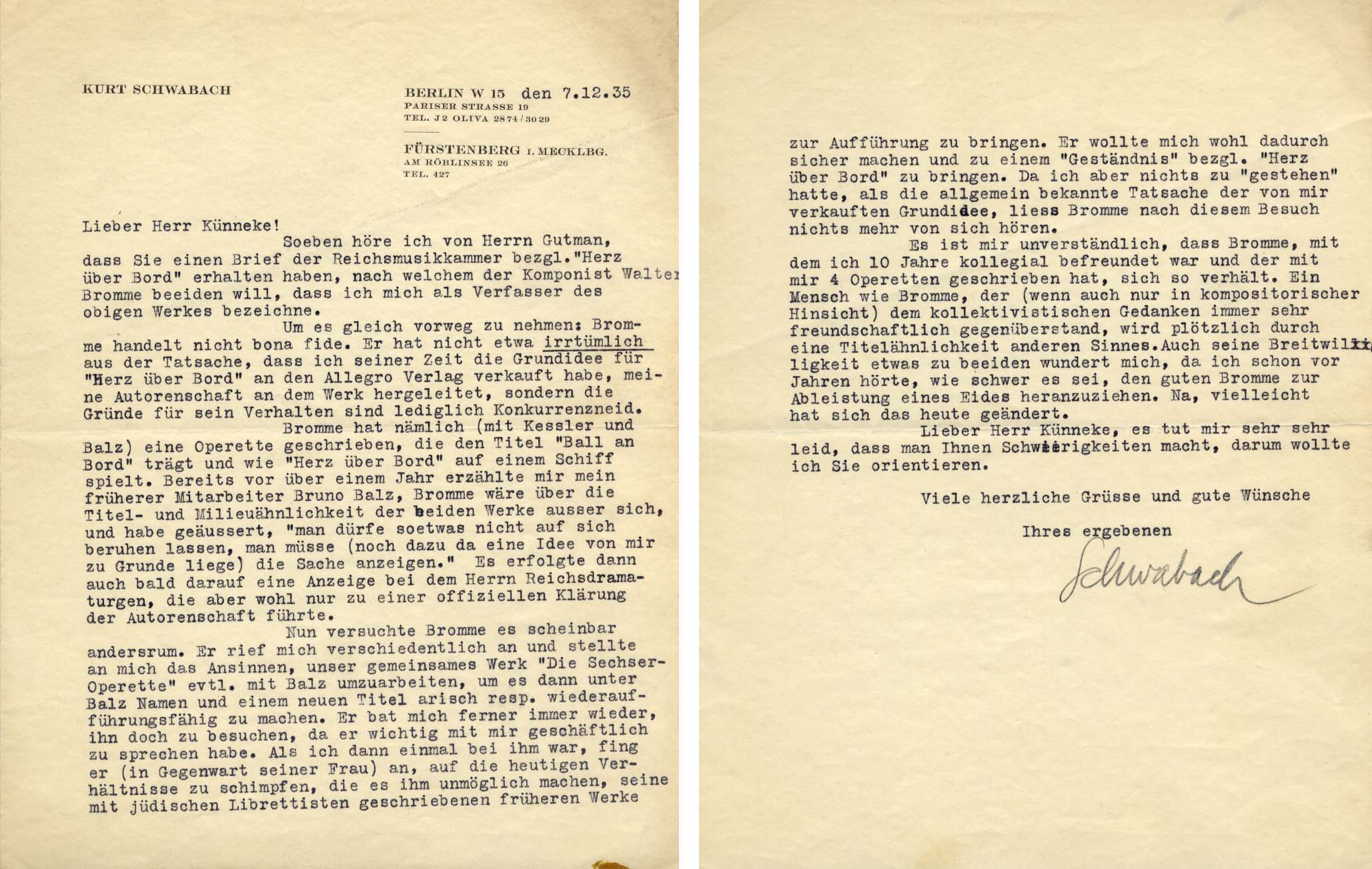 Kurt Schwabach Autograph