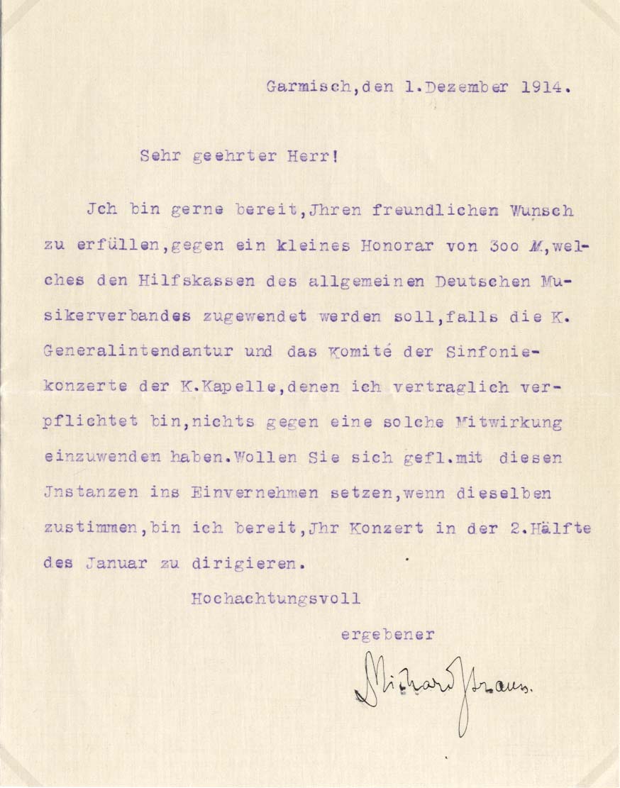 Richard Strauss Autograph