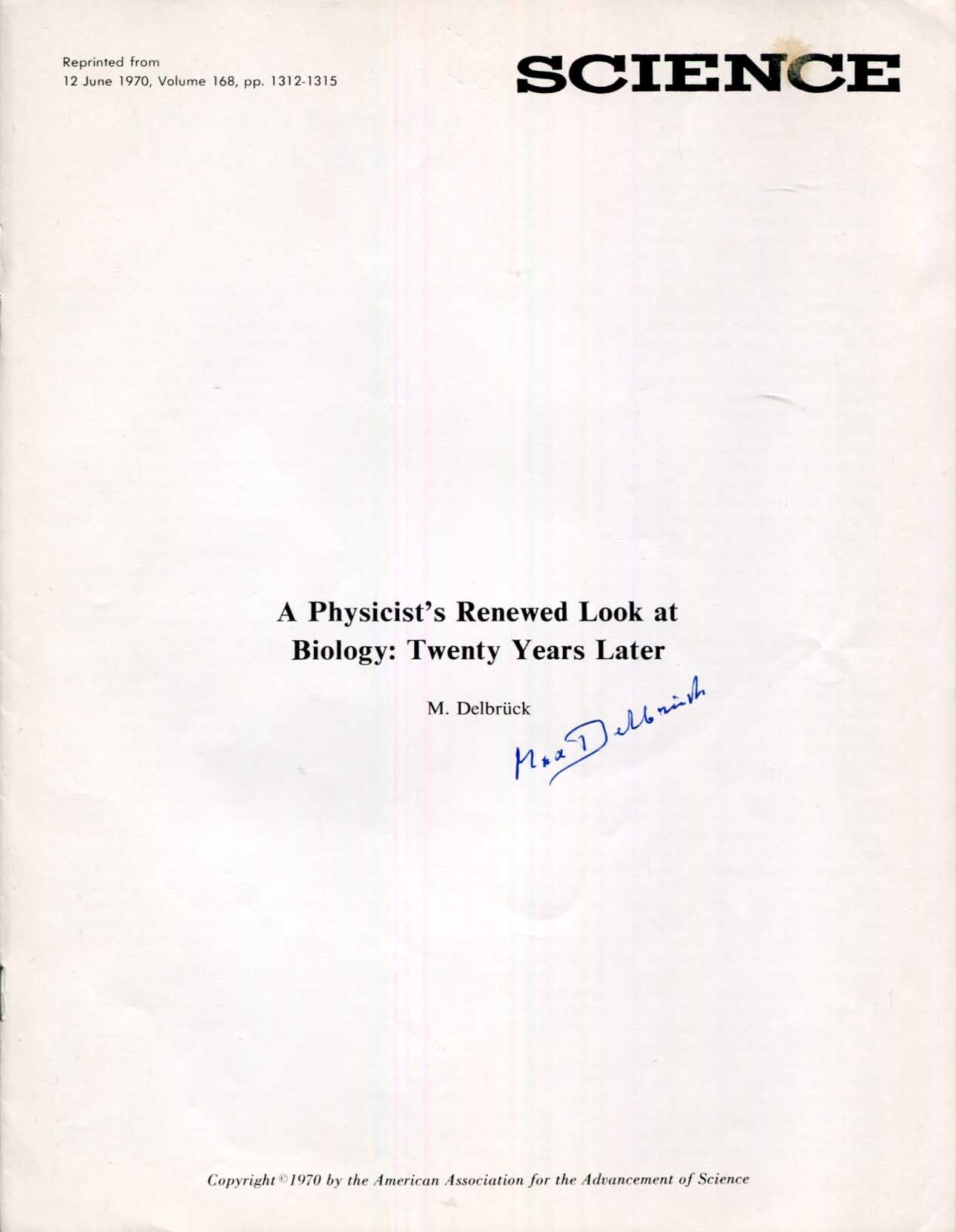 Max Delbrück Autograph