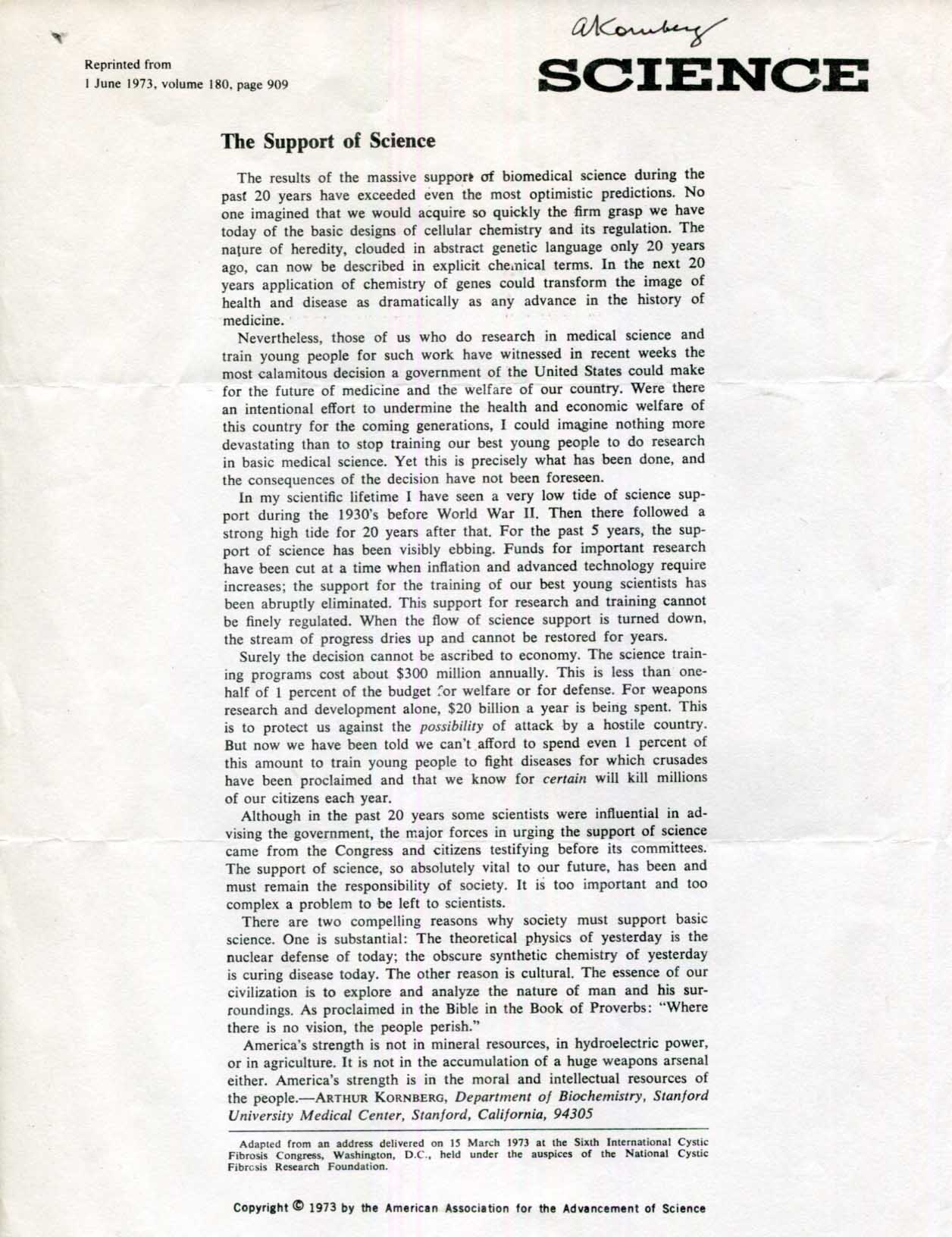 Arthur Kornberg Autograph Autogramm | ID 15690270179709