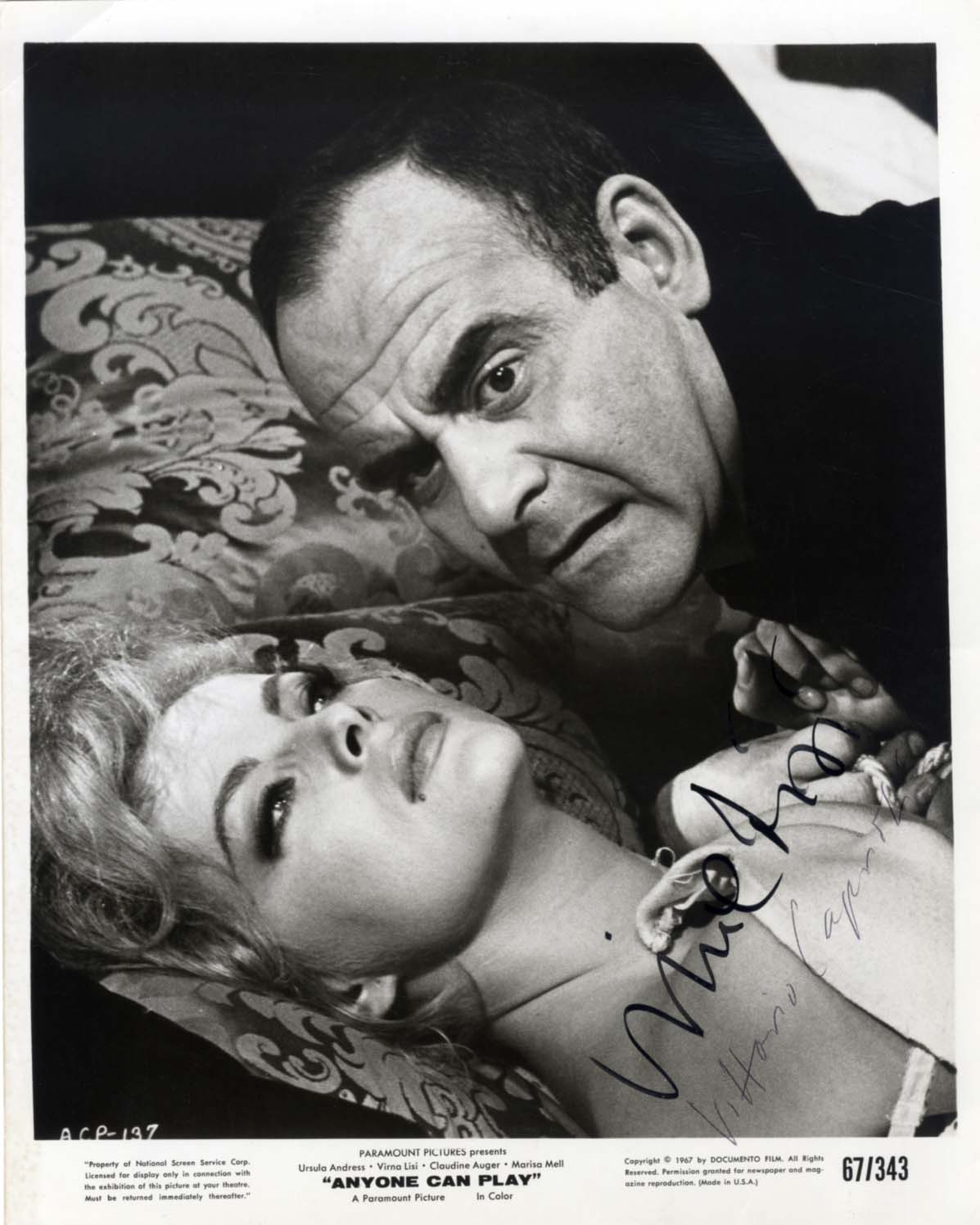 Virna Lisi & Vittorio Caprioli Autographs