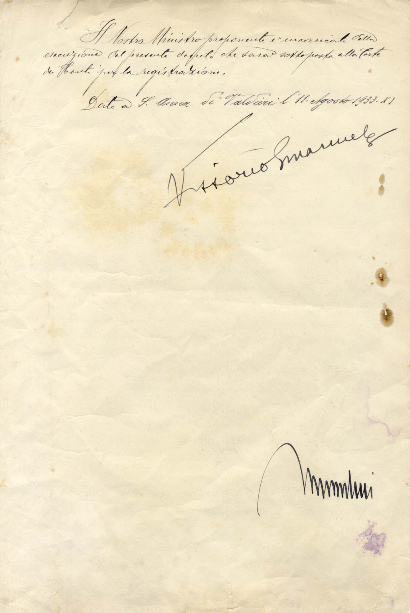 Benito Mussolini & King Vittorio Emanuele III Autographs