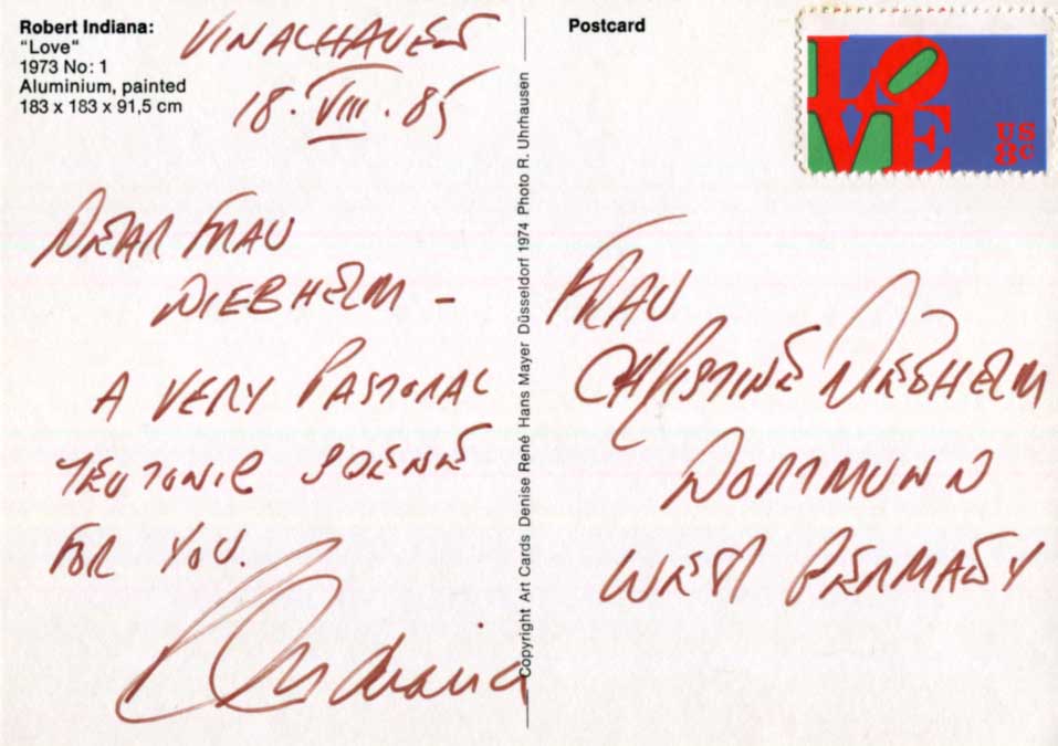 Robert Indiana Autograph