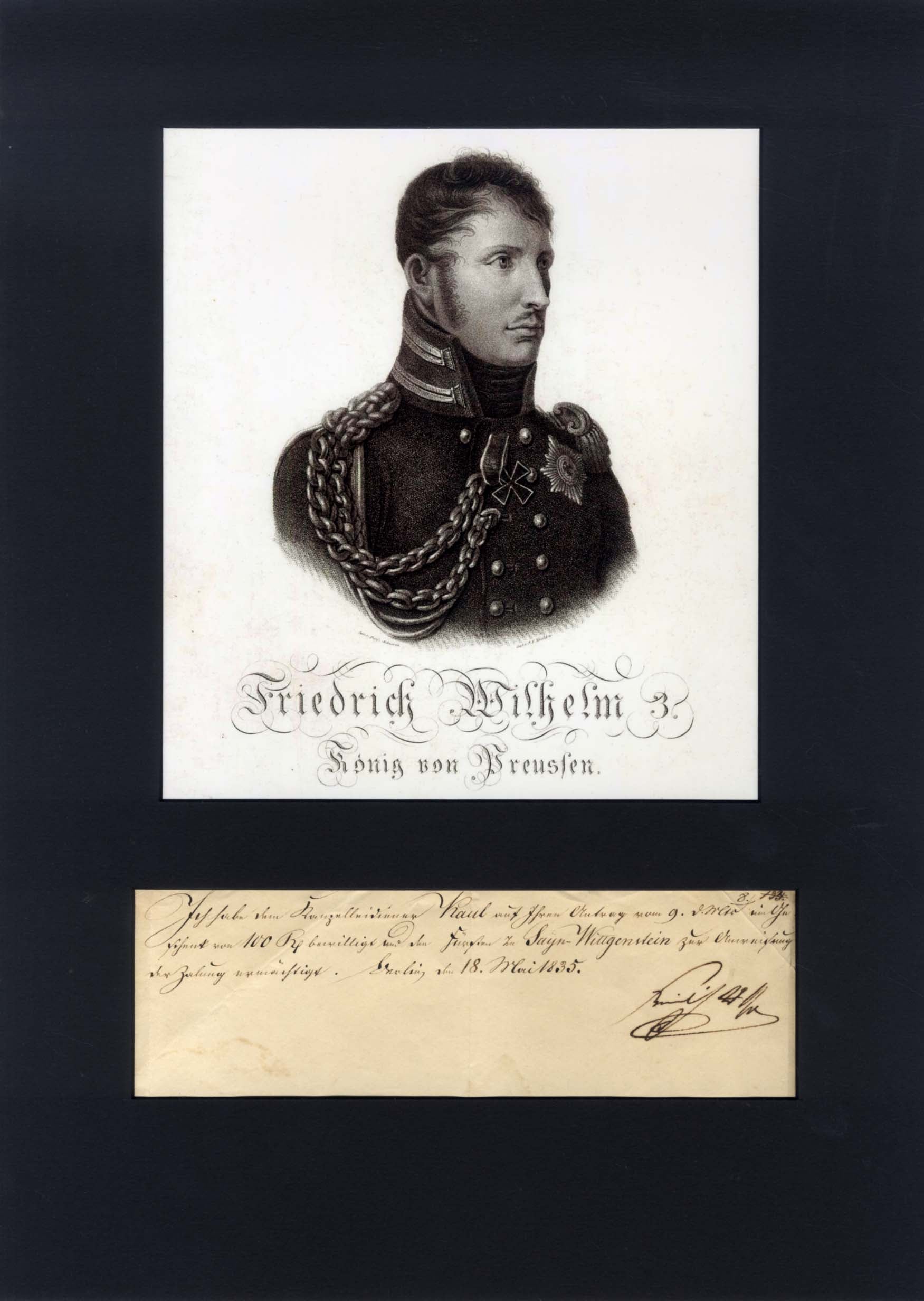 Frederick William III of Prussia Autograph