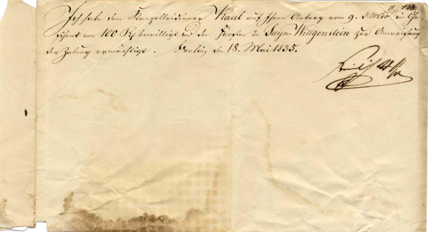Frederick William III of Prussia Autograph