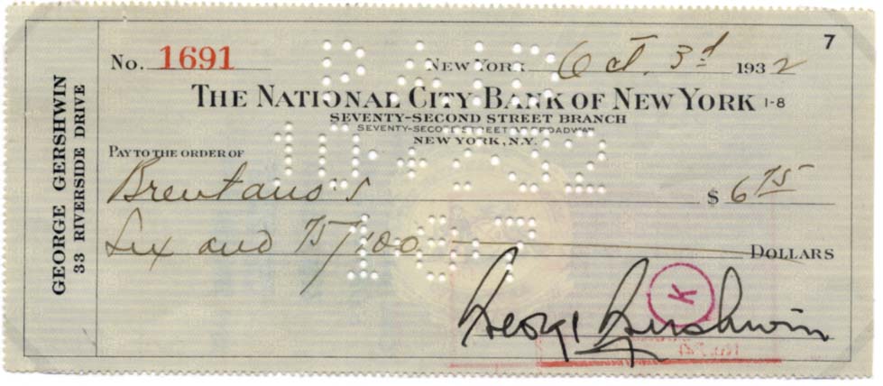 George Gershwin Autograph