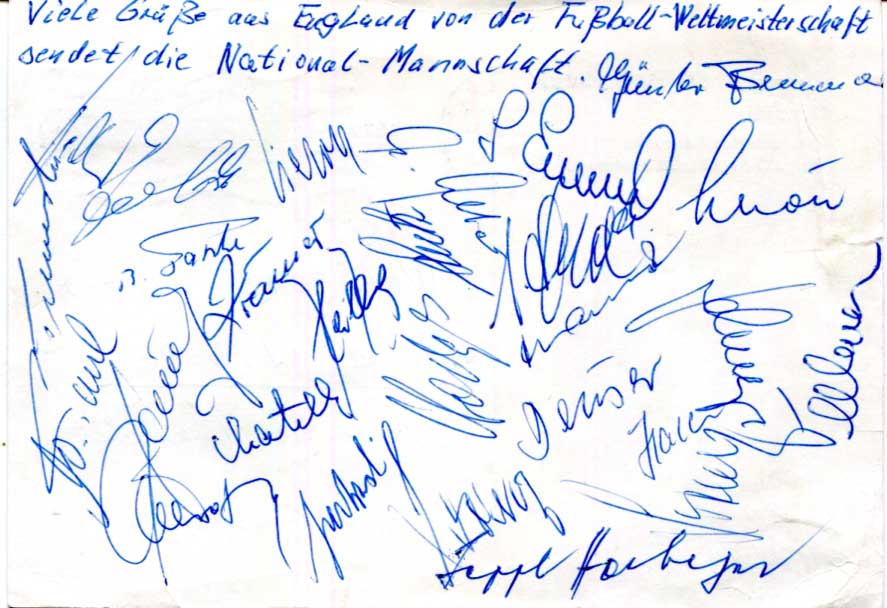 German Soccer Team 1966 Autographs