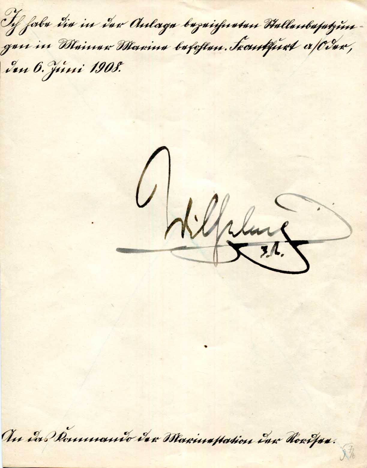 WILHELM II, German Emperor Autograph