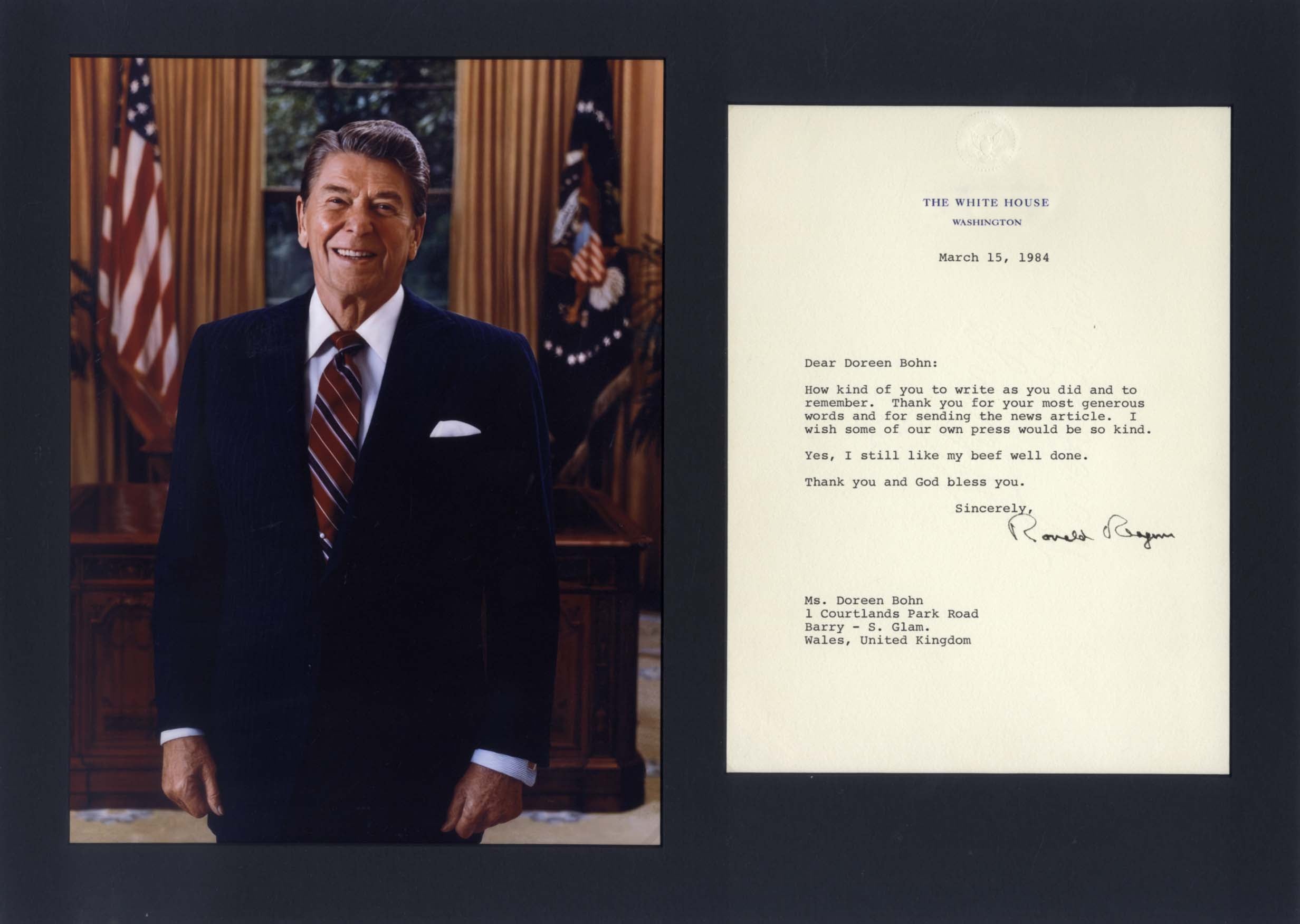 Ronald Reagan Autograph Autogramm | ID 15770027721085