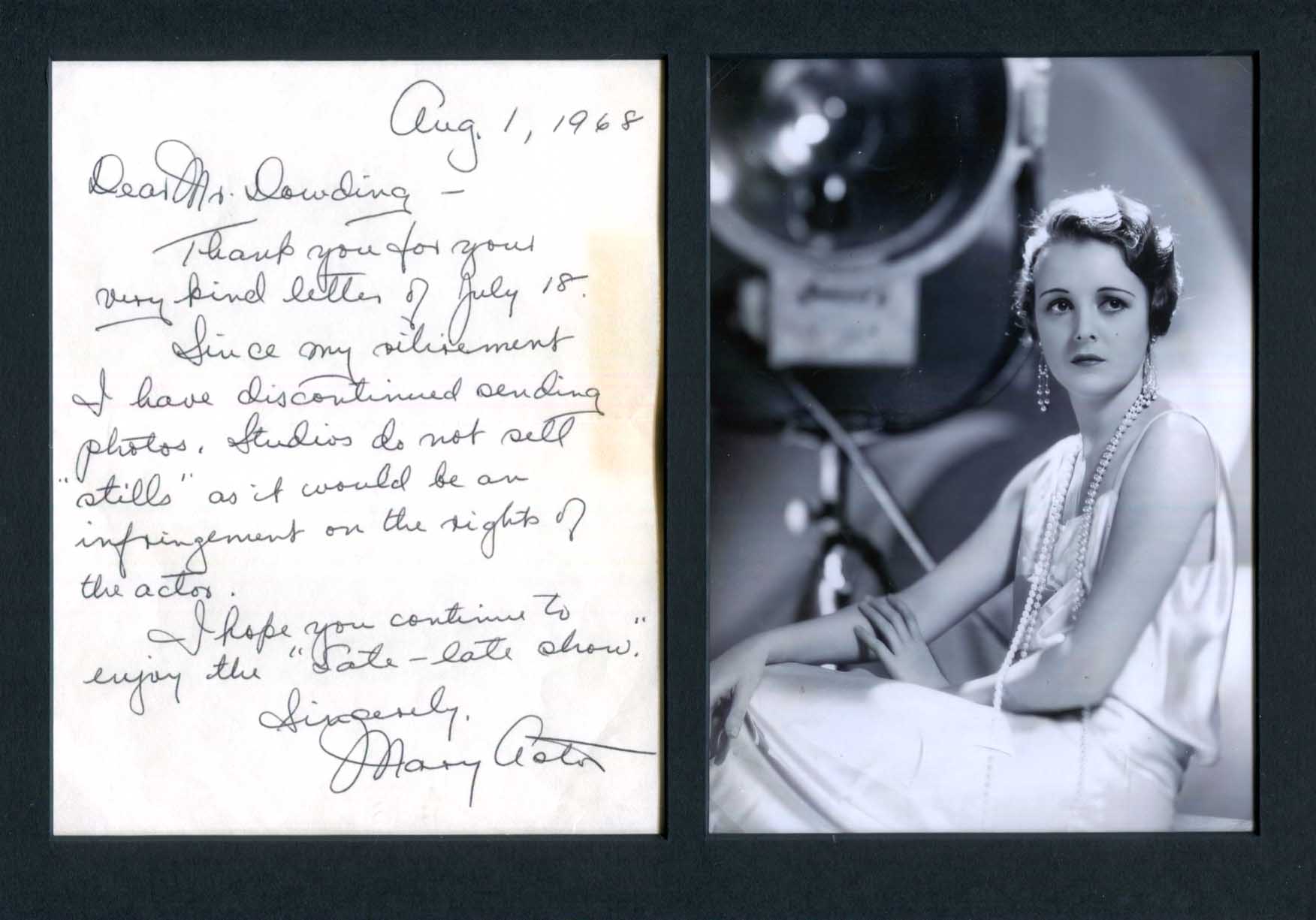 Mary Astor Autograph