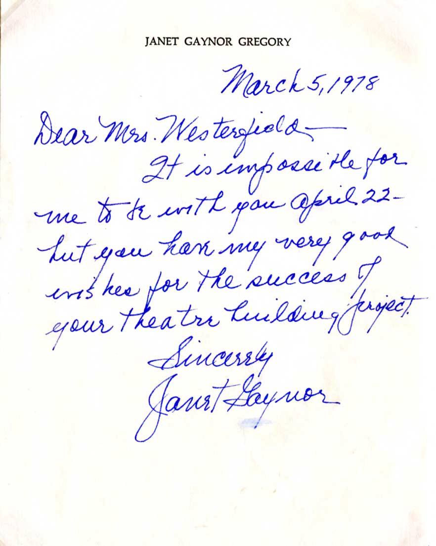 Janet Gaynor Autograph