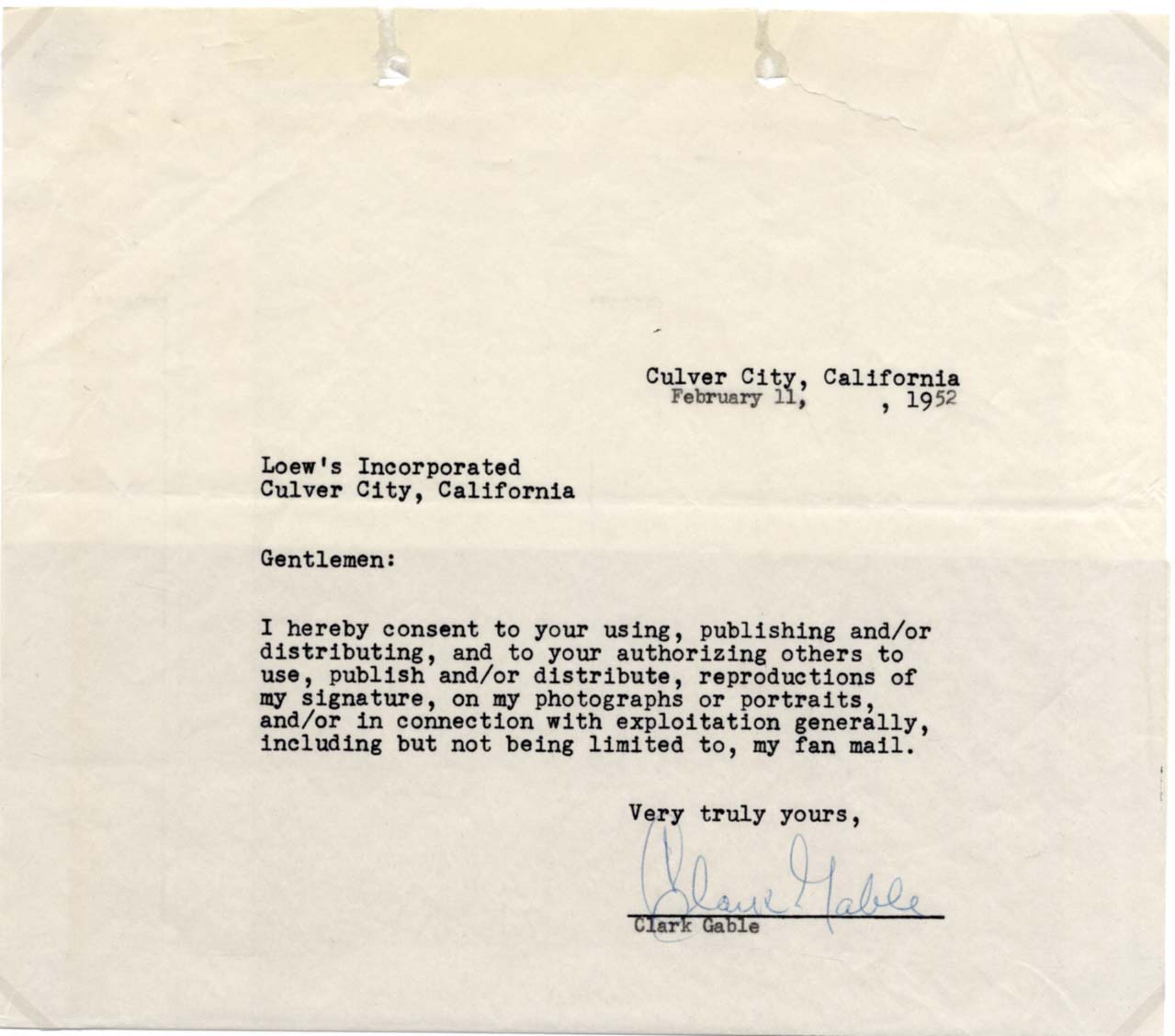 Clark Gable Autograph Autogramm | ID 15771851882877