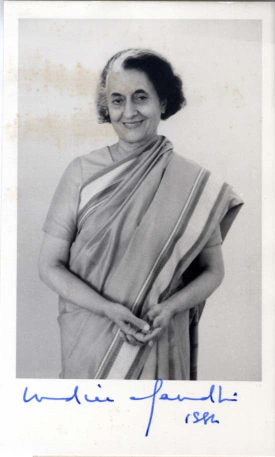 Indira Gandhi Autograph
