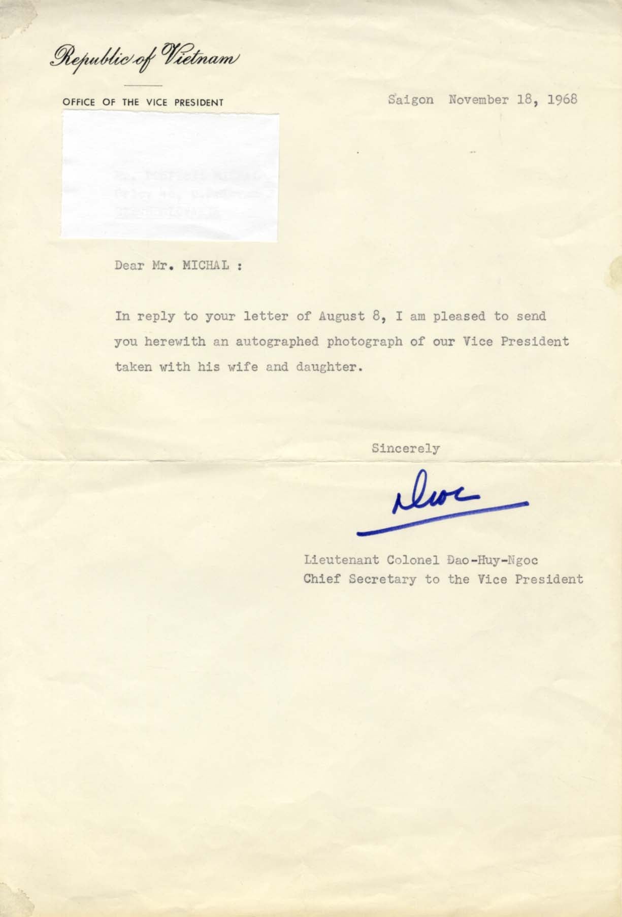 Nguyen Cao Ky Autograph