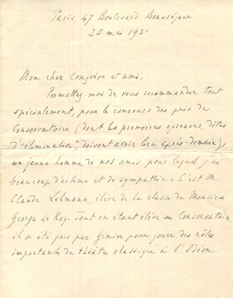 Henri Bergson Autograph