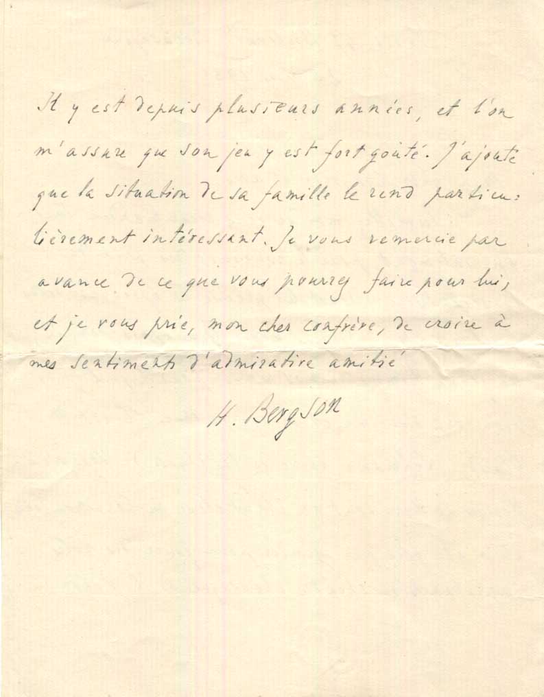 Henri Bergson Autograph