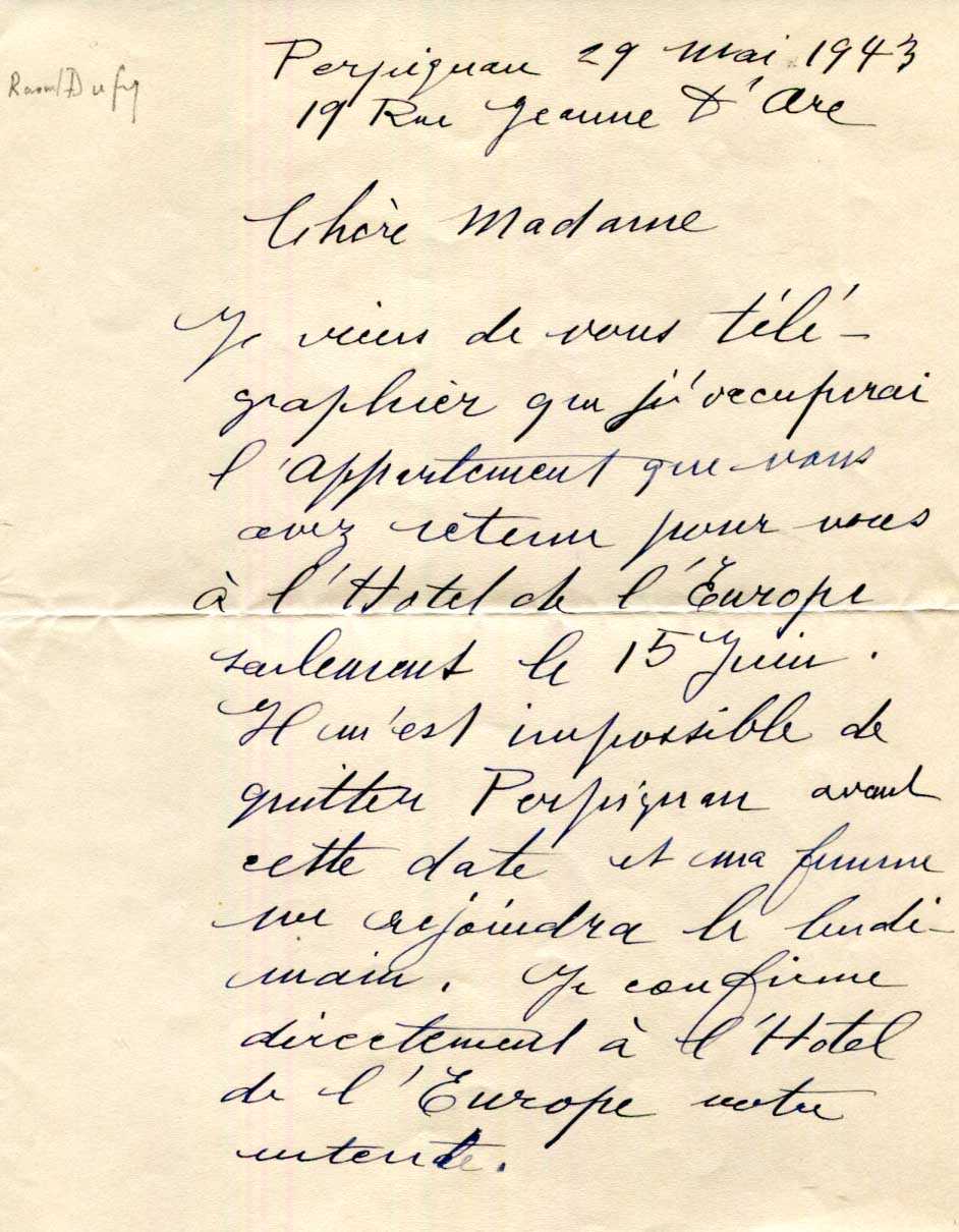 Raoul Dufy Autograph