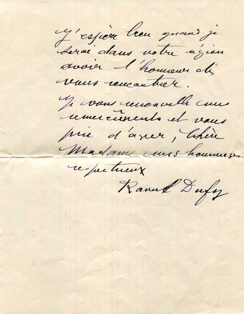 Raoul Dufy Autograph