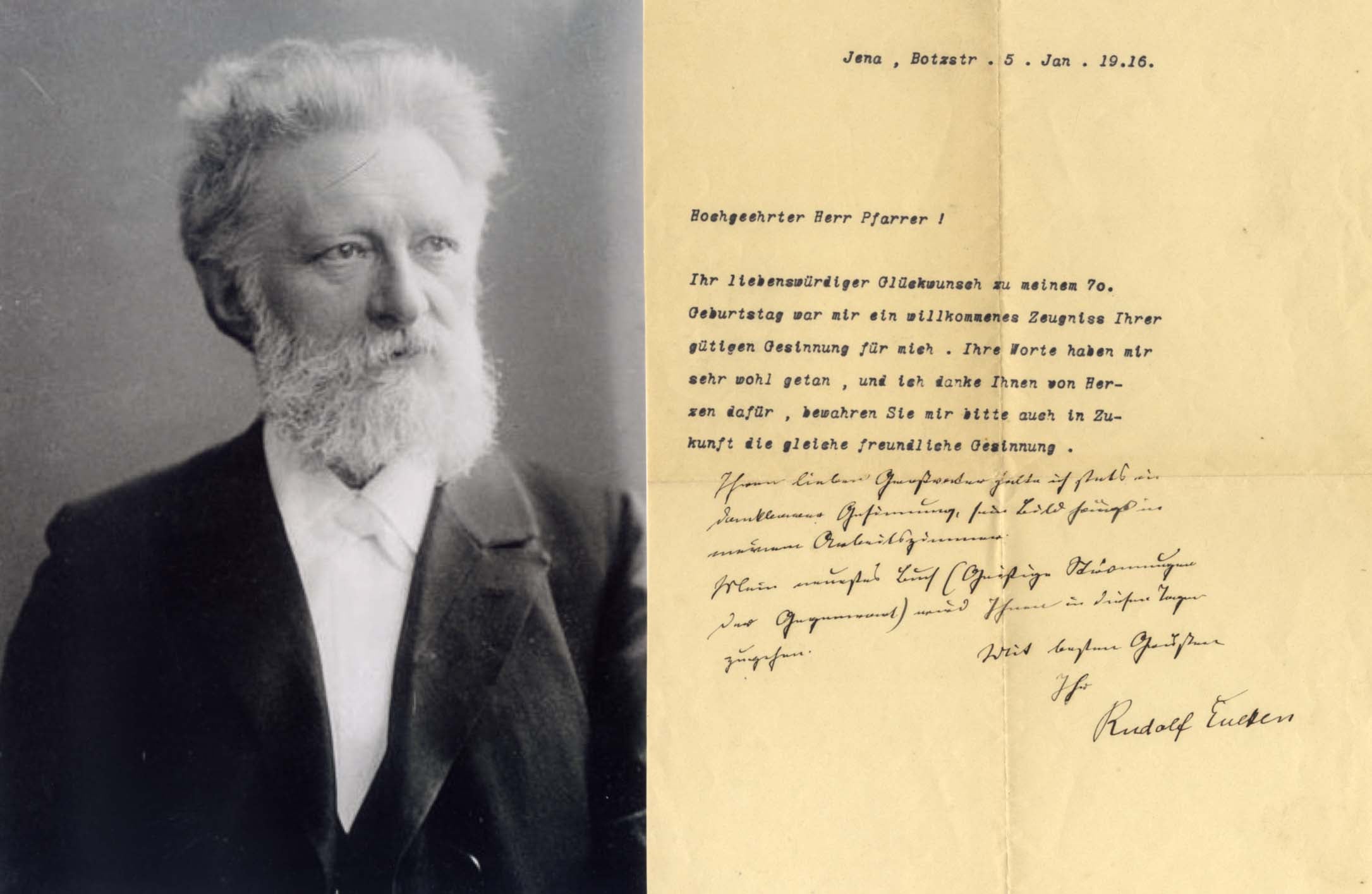 Rudolf Eucken autograph, typed letter with autograph note signed