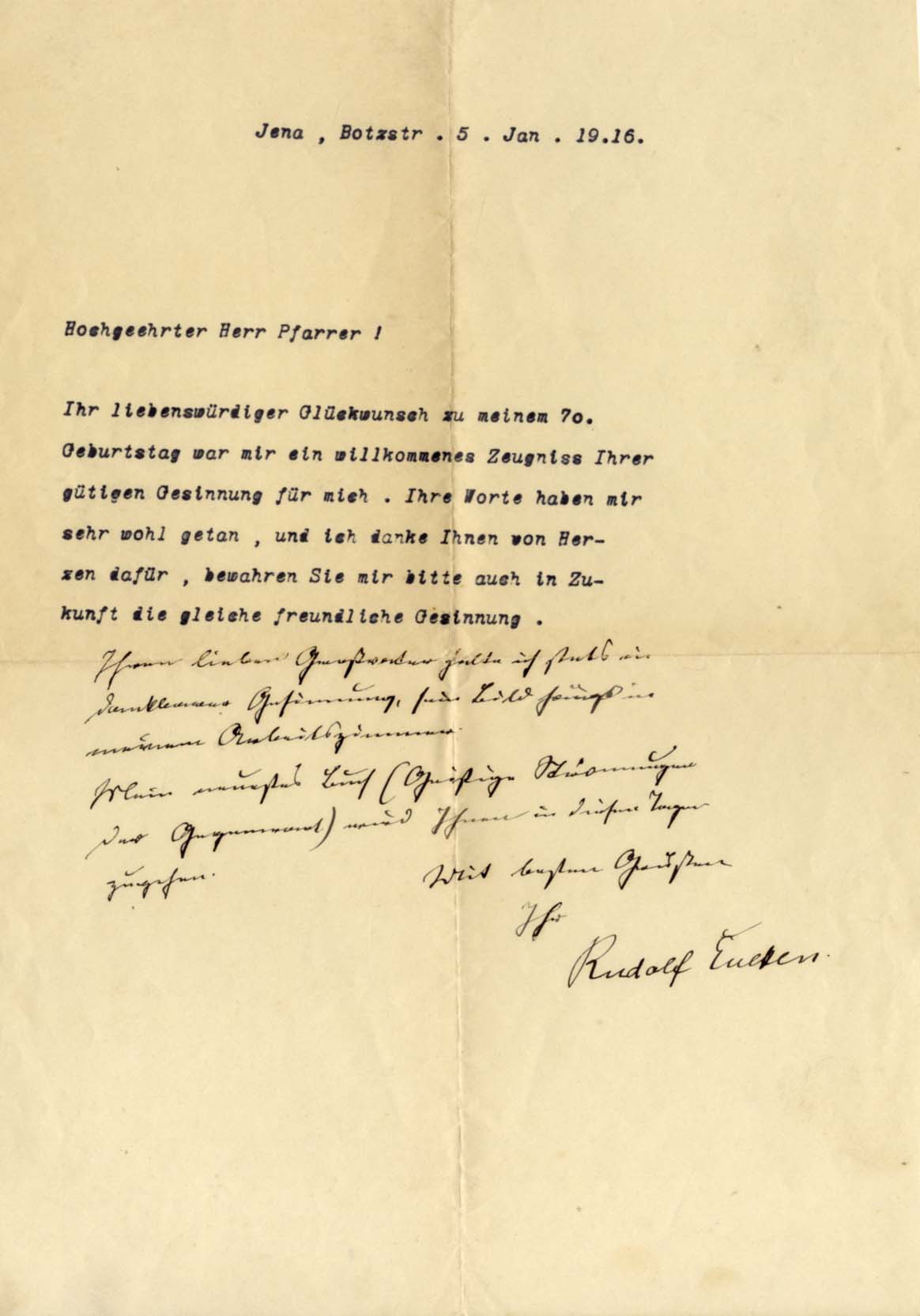 Rudolf Eucken Autograph