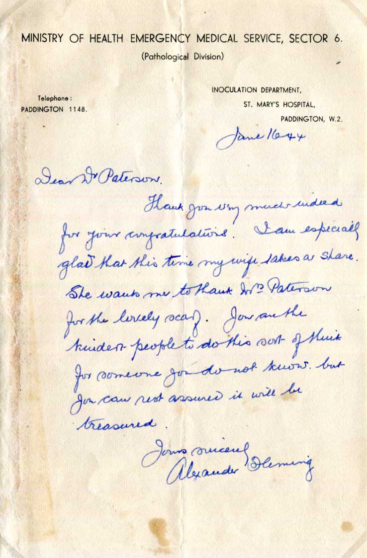 Alexander Fleming Autograph