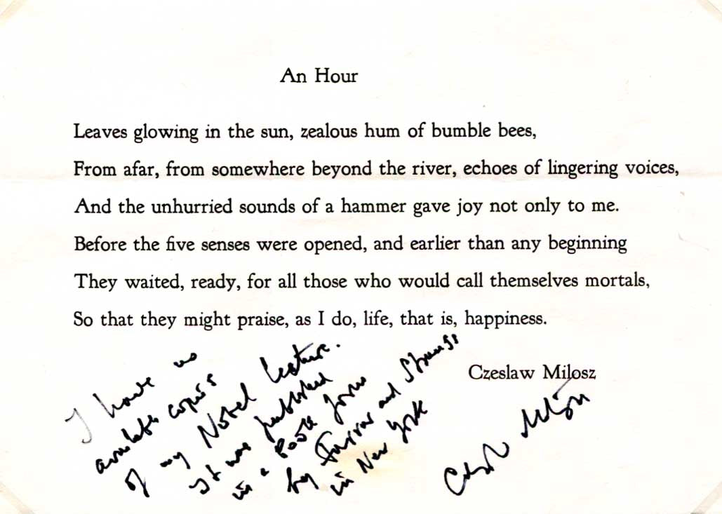 Czeslaw Milosz Autograph Autogramm | ID 15826525421949