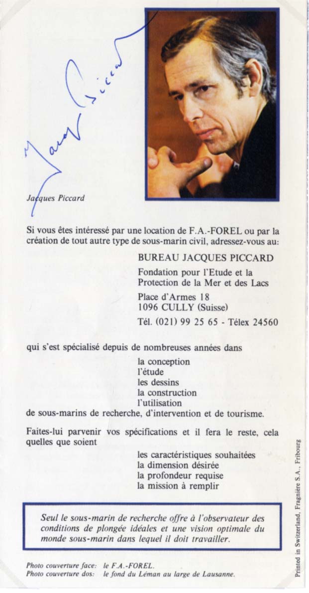 Jacques Piccard Autograph Autogramm | ID 15833784779133