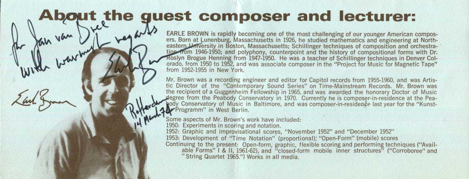 Earle Brown & Krzysztof Penderecki Autographs