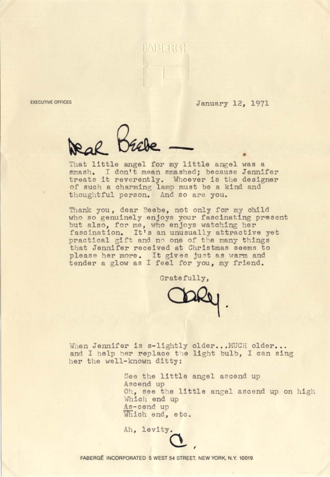 Cary Grant Autograph