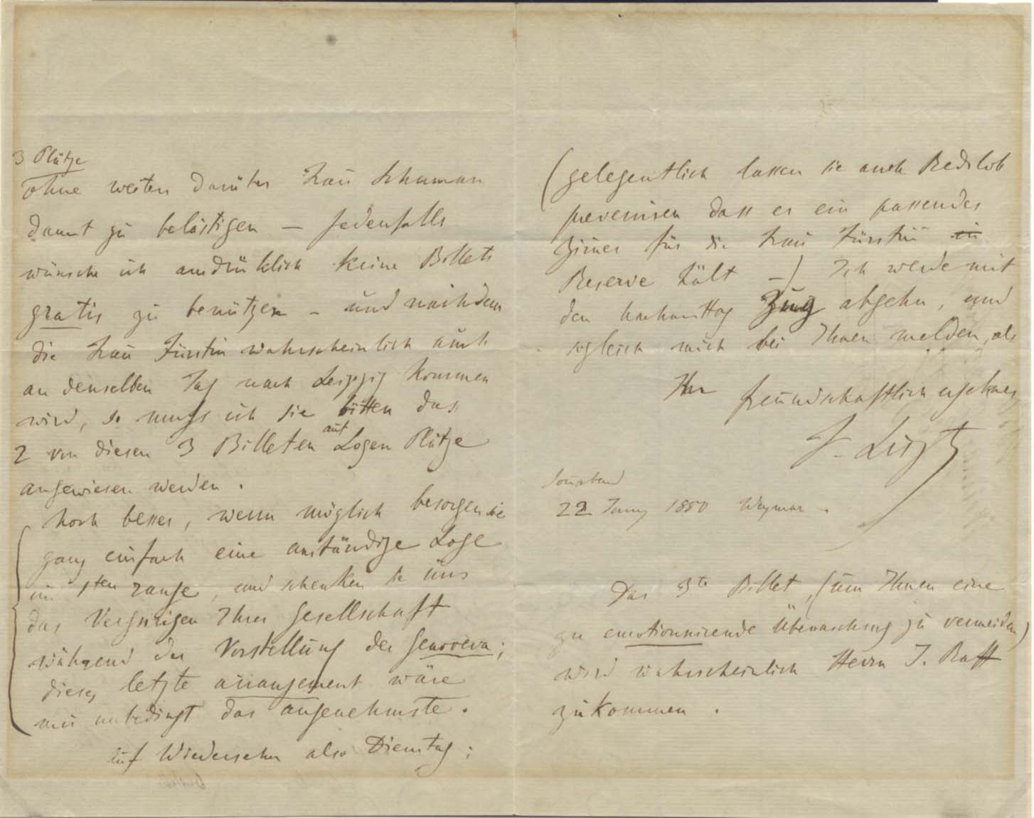 Franz Liszt Autograph