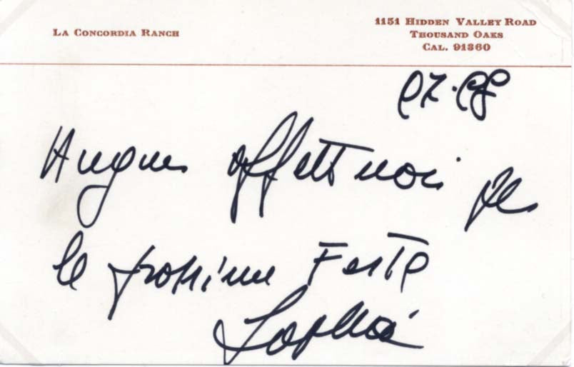 Sophia Loren Autograph