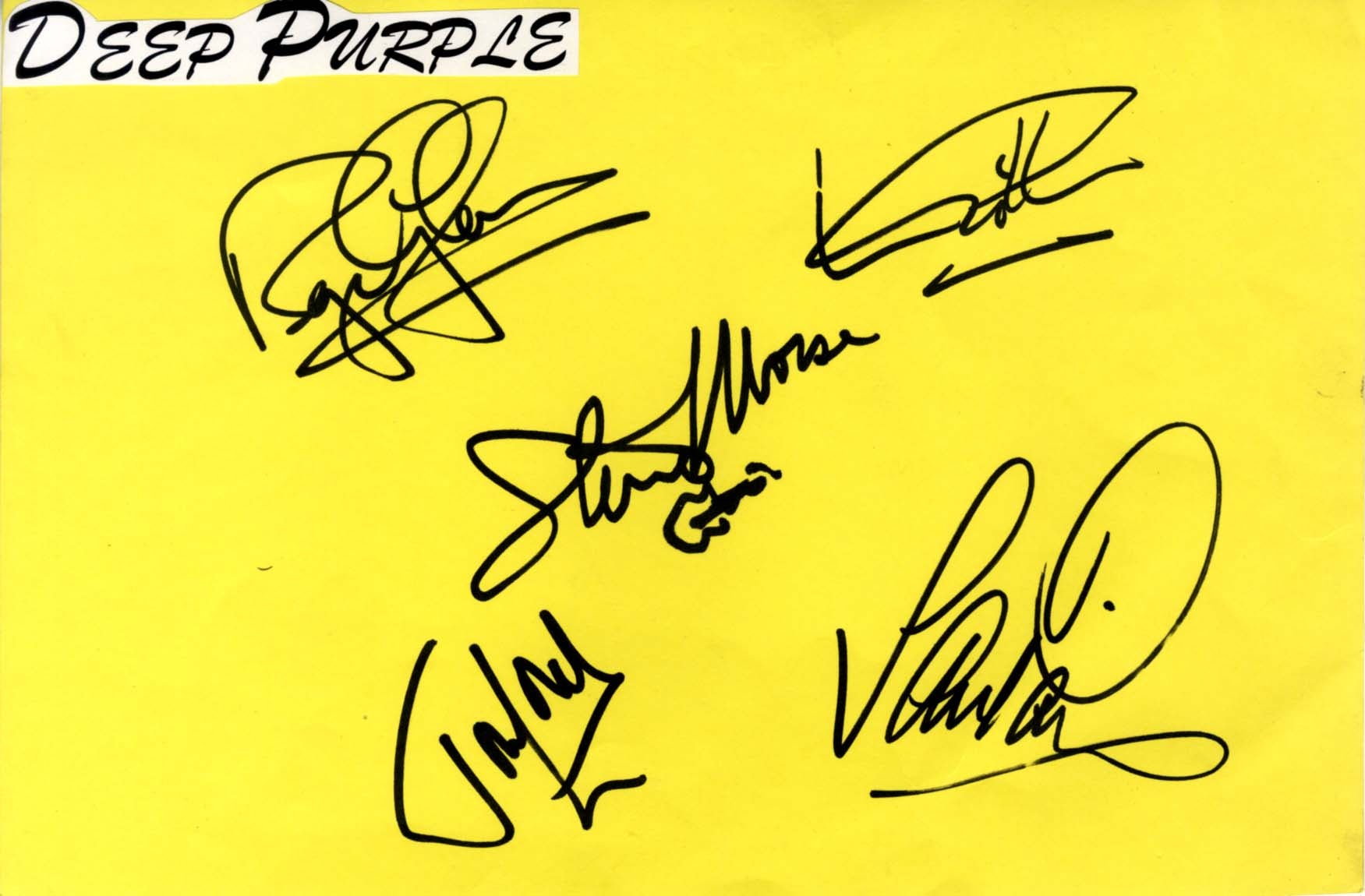 Deep Purple (band) autographs, signed card