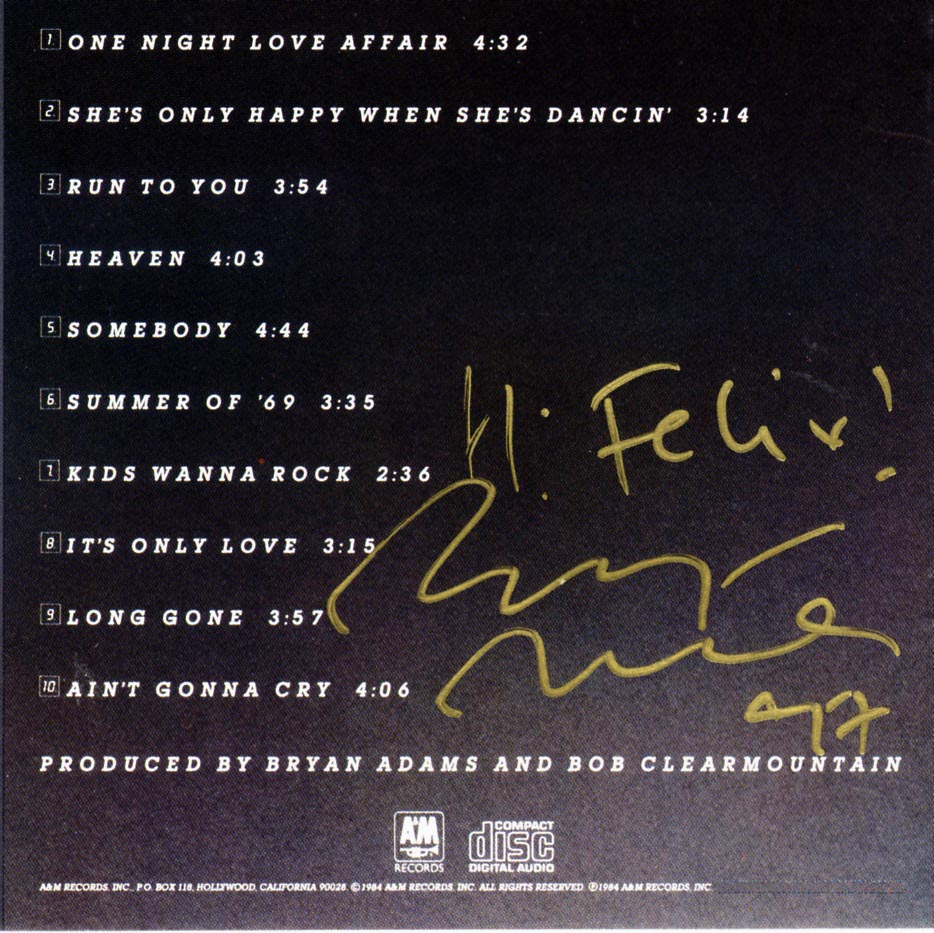 Bryan Adams Autograph Autogramm | ID 15922765431165