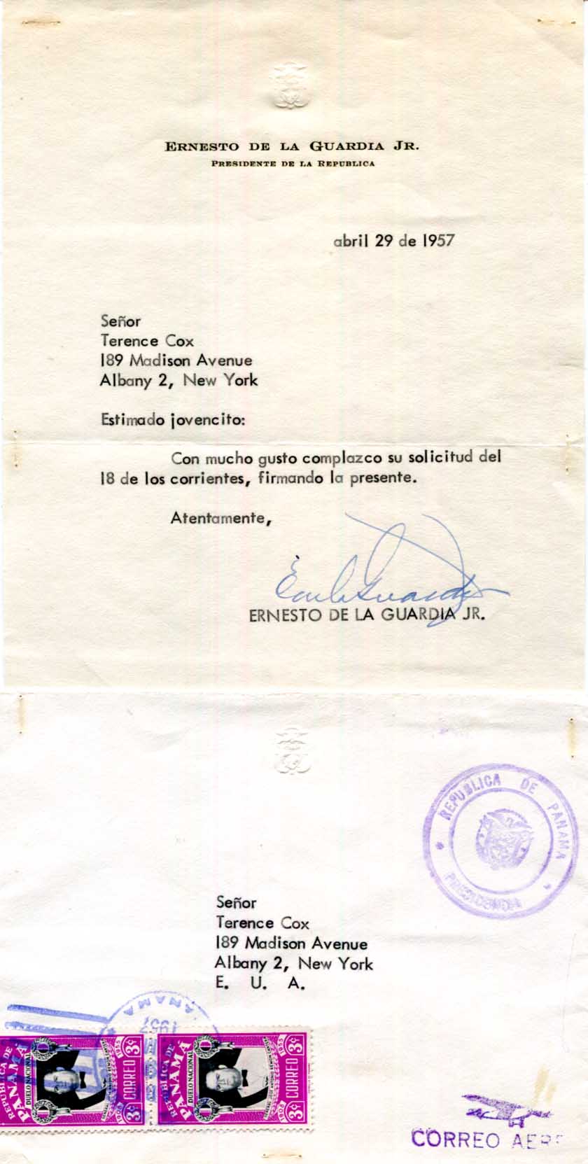 Ernesto de la Guardia Autograph