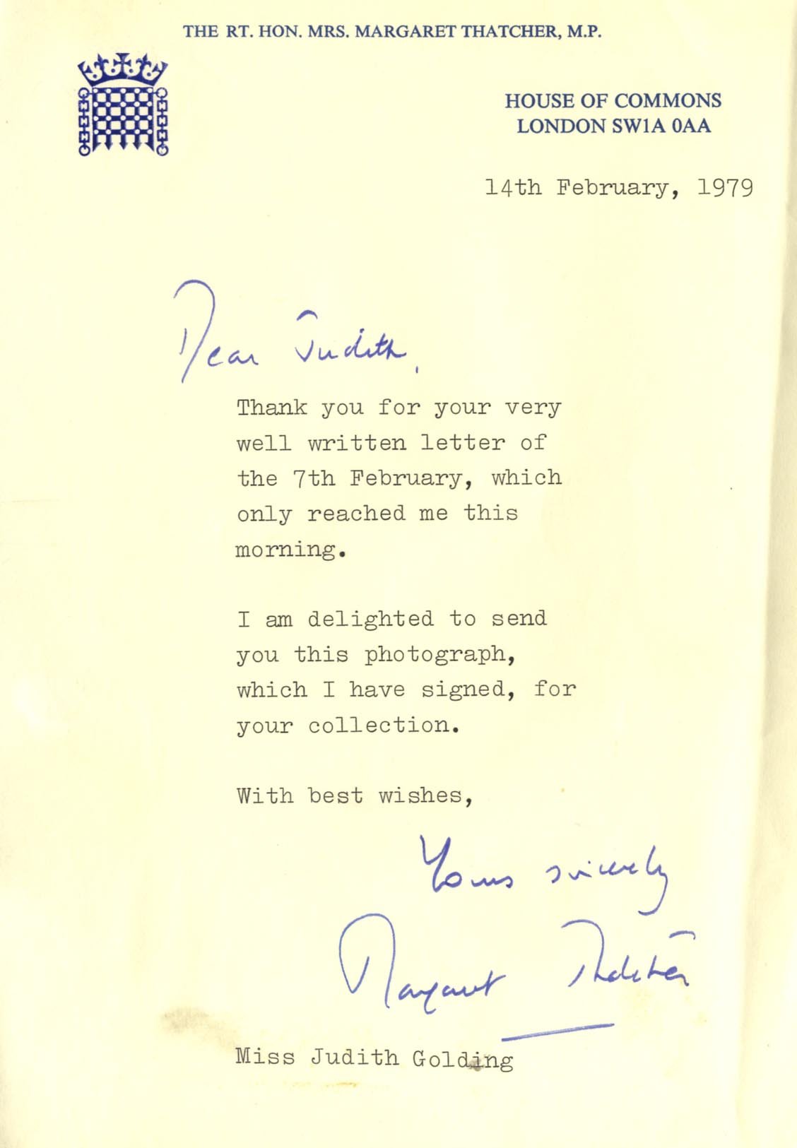 Margaret Thatcher Autographs
