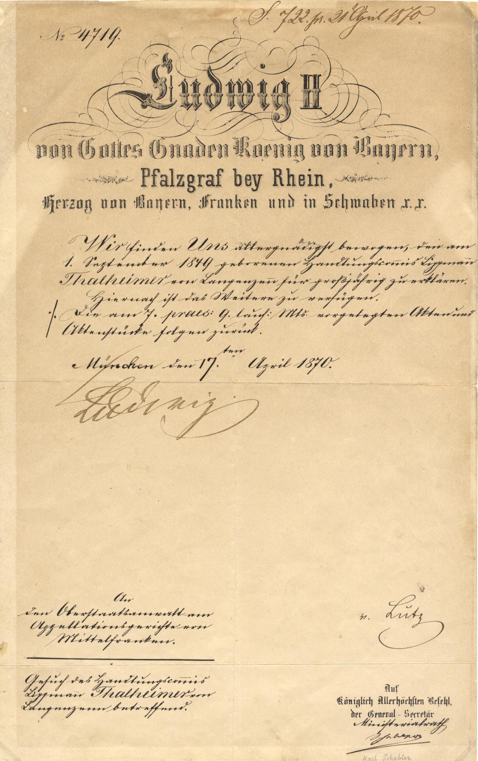 Ludwig II & Maximilian II of Bavaria Autographs