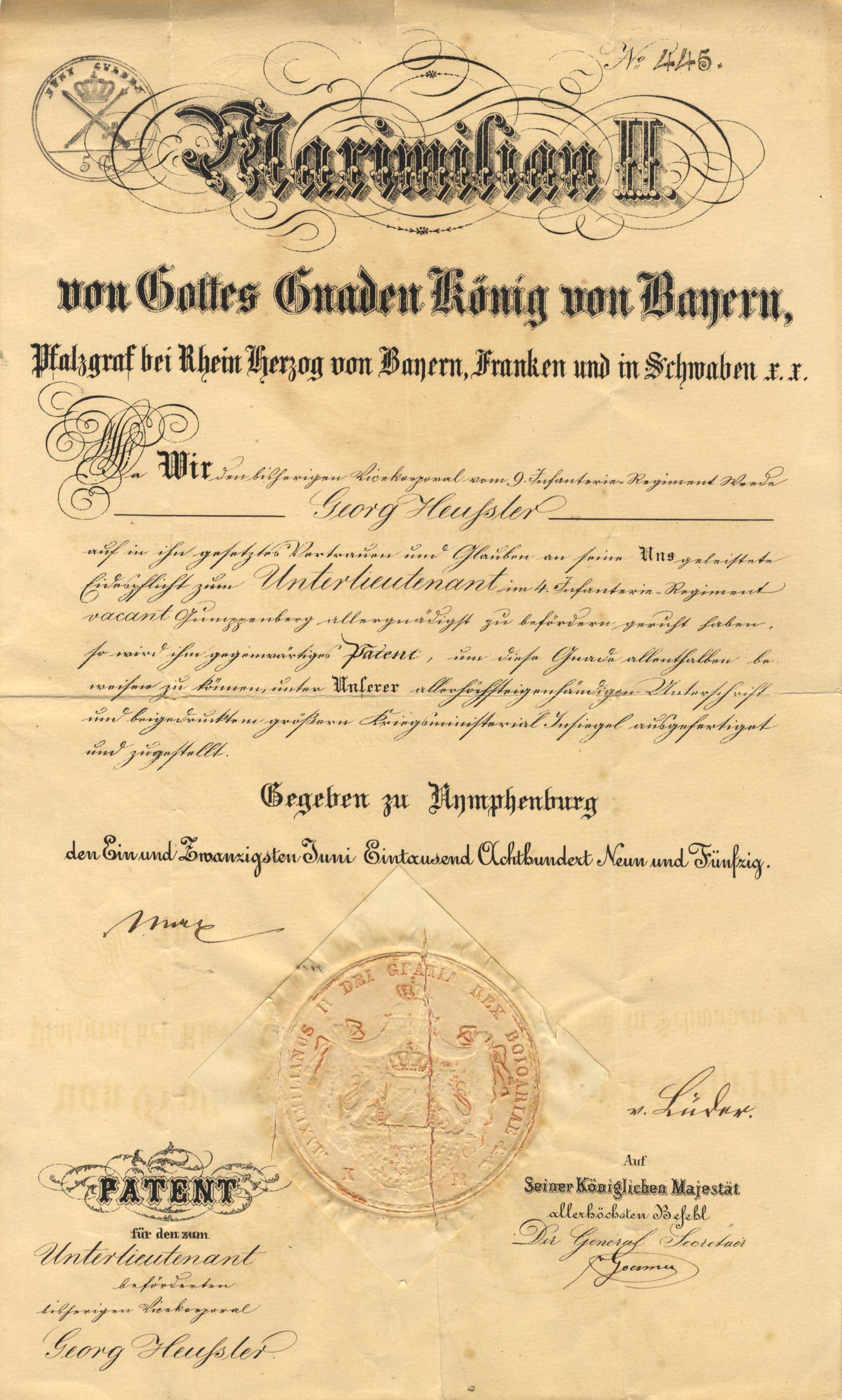 Ludwig II & Maximilian II of Bavaria Autographs