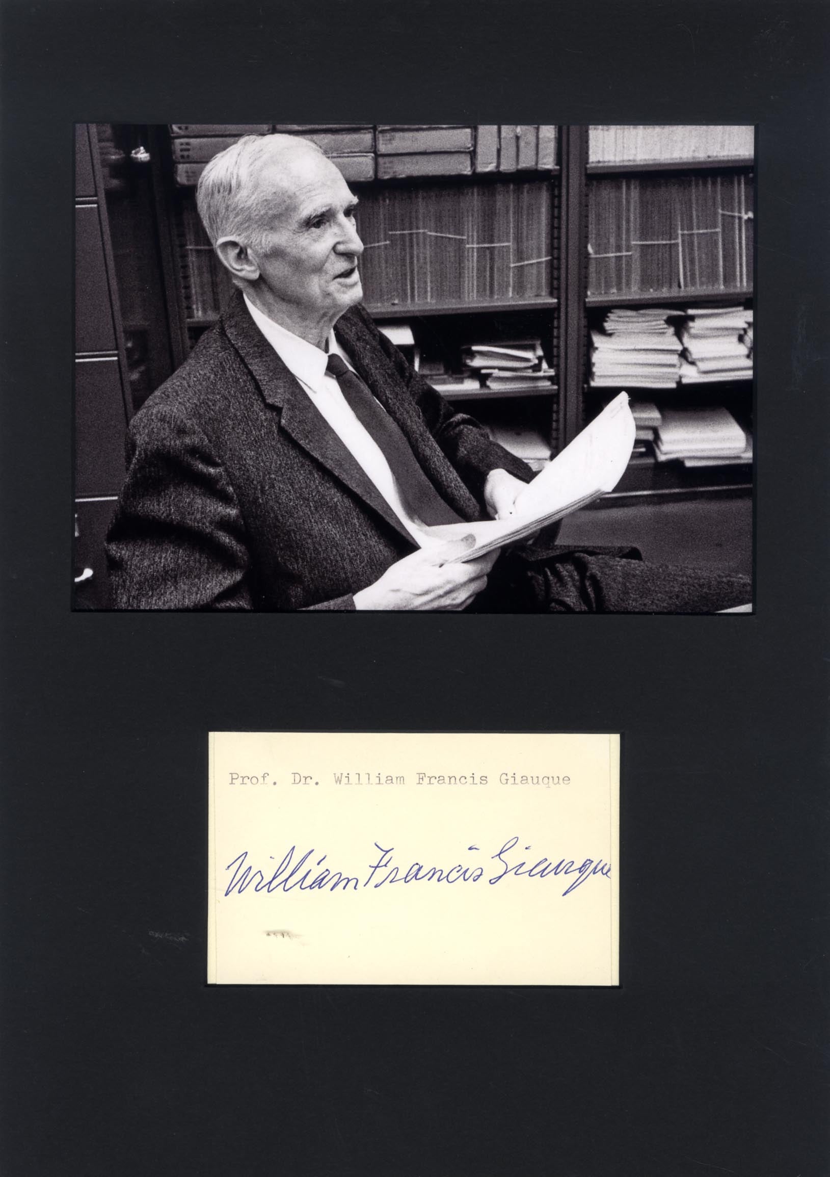 William Francis Giauque Autograph Autogramm | ID 16002558886269