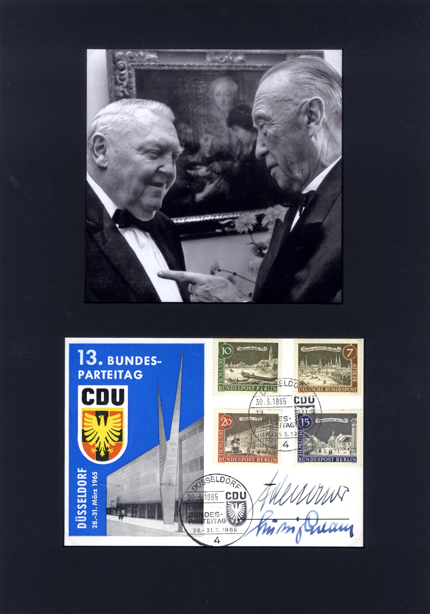Konrad &amp; Ludwig Adenauer &amp; Erhard Autograph Autogramm | ID 16004256563581