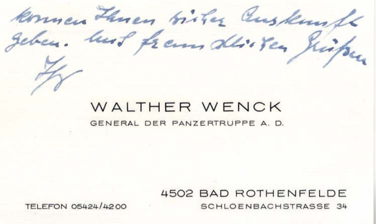 Walther Wenck Autograph Autogramm | ID 16004308926845
