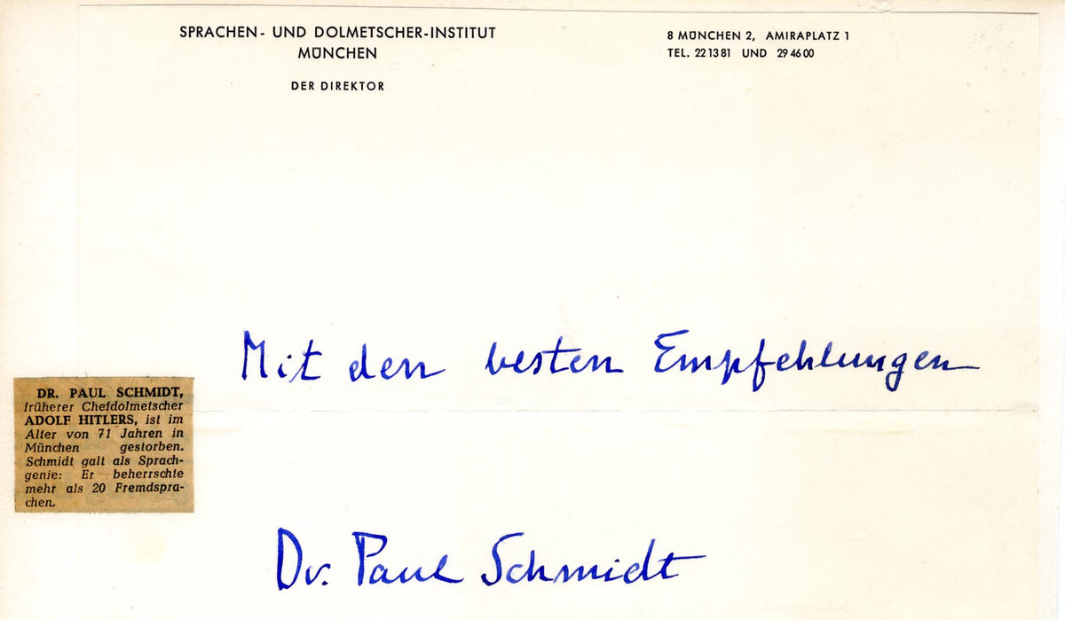 Paul Schmidt Autograph Autogramm | ID 16025163596157